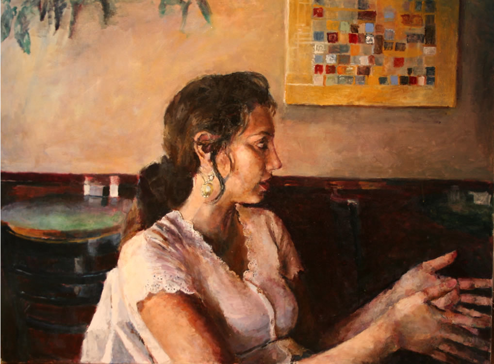 woman at table